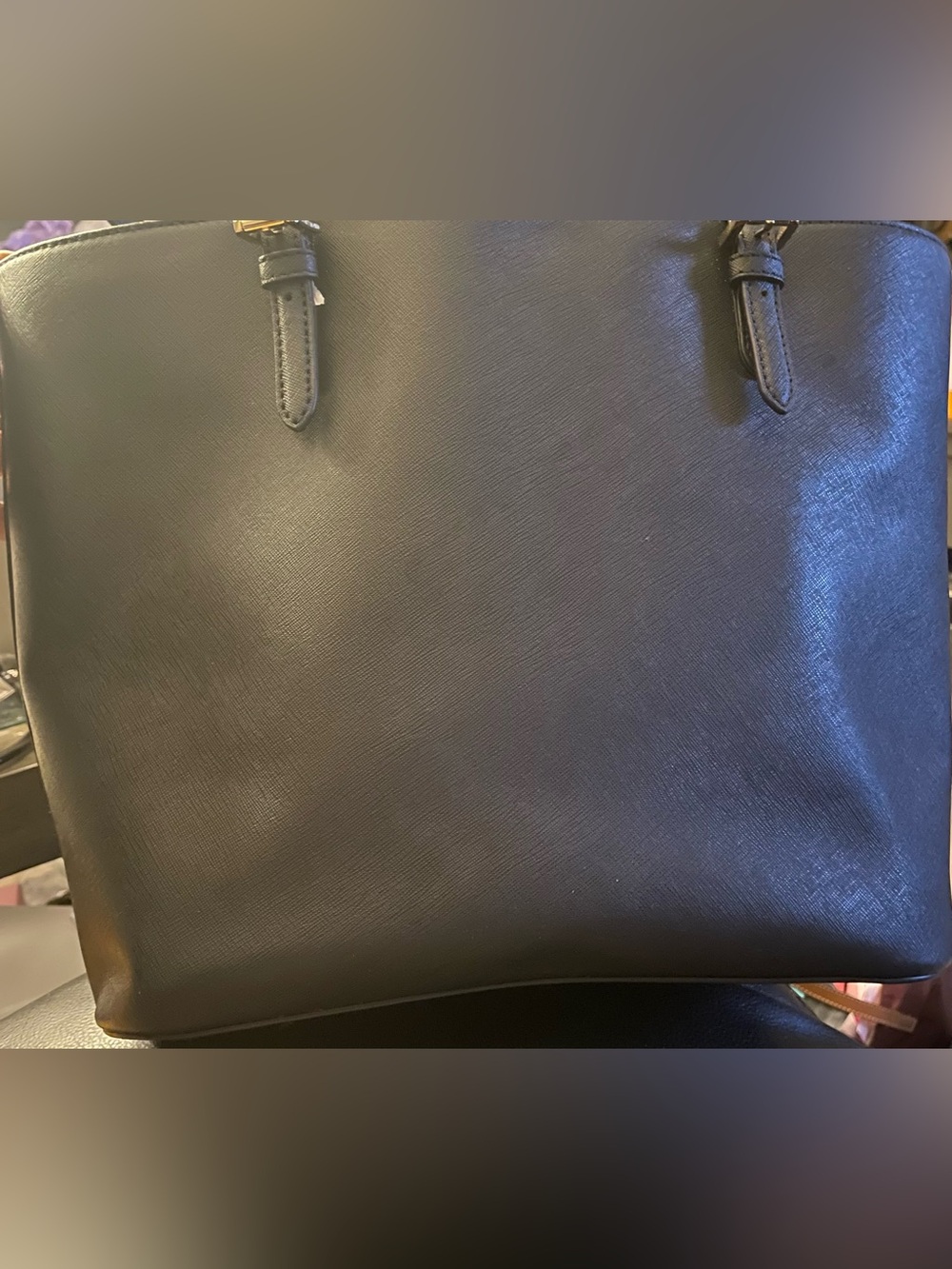 Michael Kors Black Structured Tote Bag with Front Pocket - Picture 2 of 7